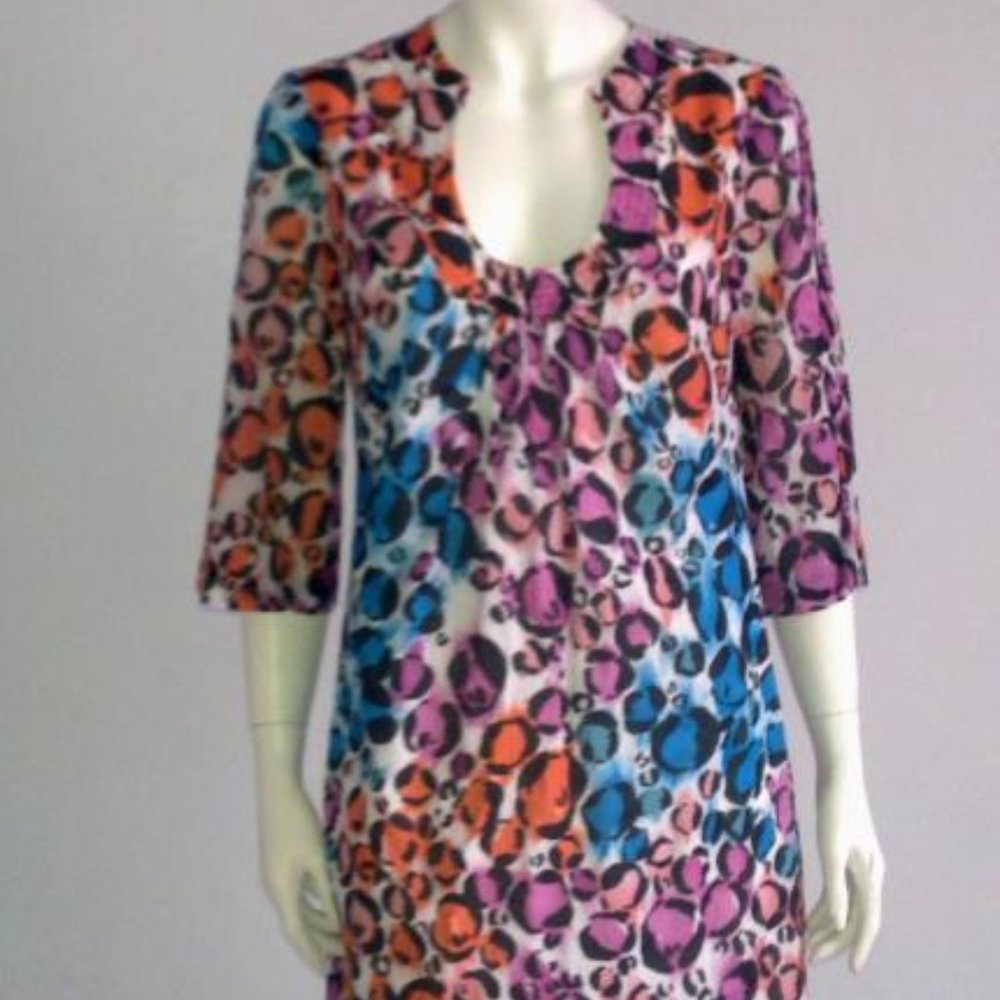 NWT Trina Turk Tunic Dress  silk blend with multi-colored animal print